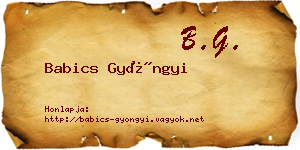 Babics Gyöngyi névjegykártya
