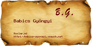 Babics Gyöngyi névjegykártya