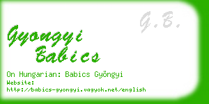 gyongyi babics business card
