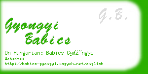 gyongyi babics business card
